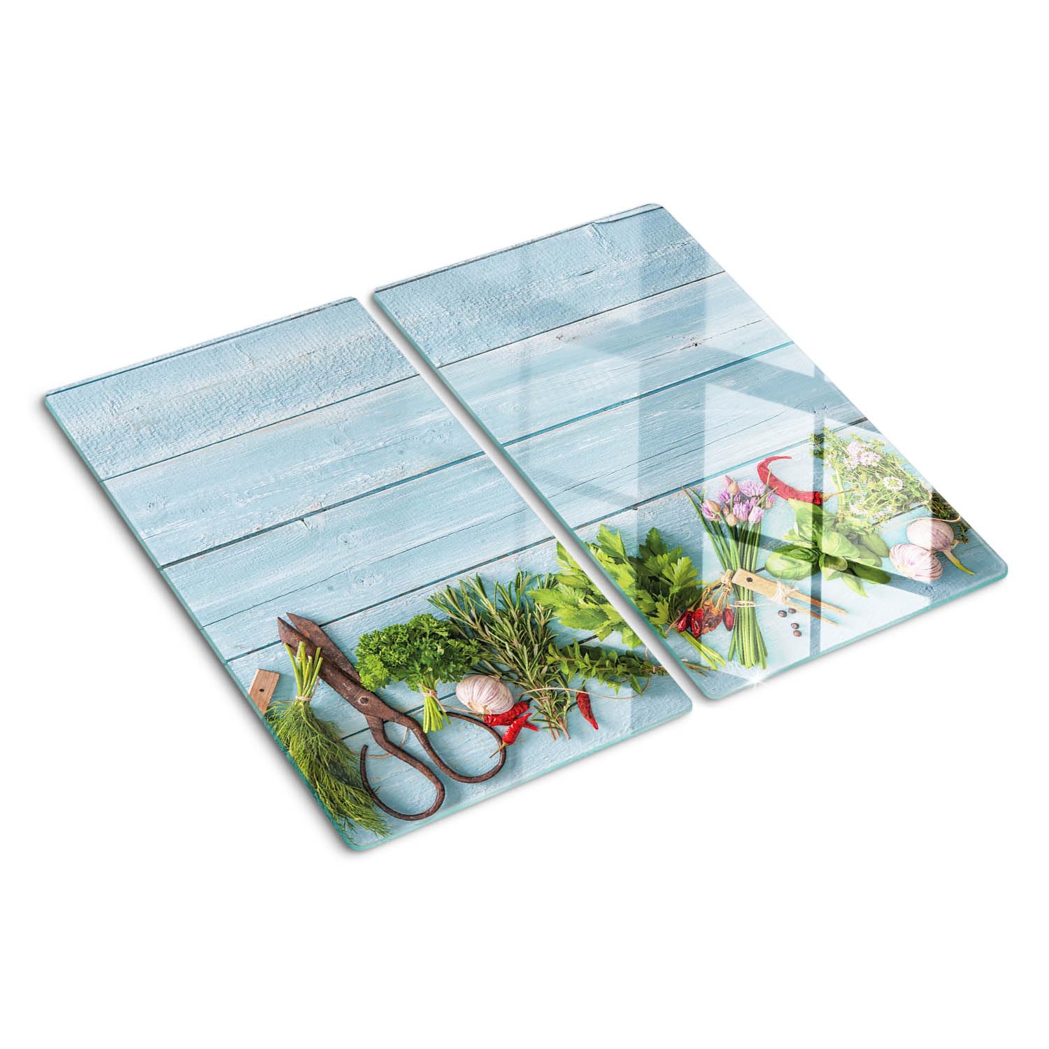Planche de cuisine en verre moderne 2x30x52 cm bords polis motif jungle