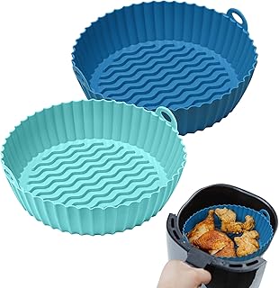Air Fryer Silicone Pot Liner 2-Pack | Reusable Alternative to Disposable Parchment Paper, 3 to 5 Qt Air Fryers Accessorie...