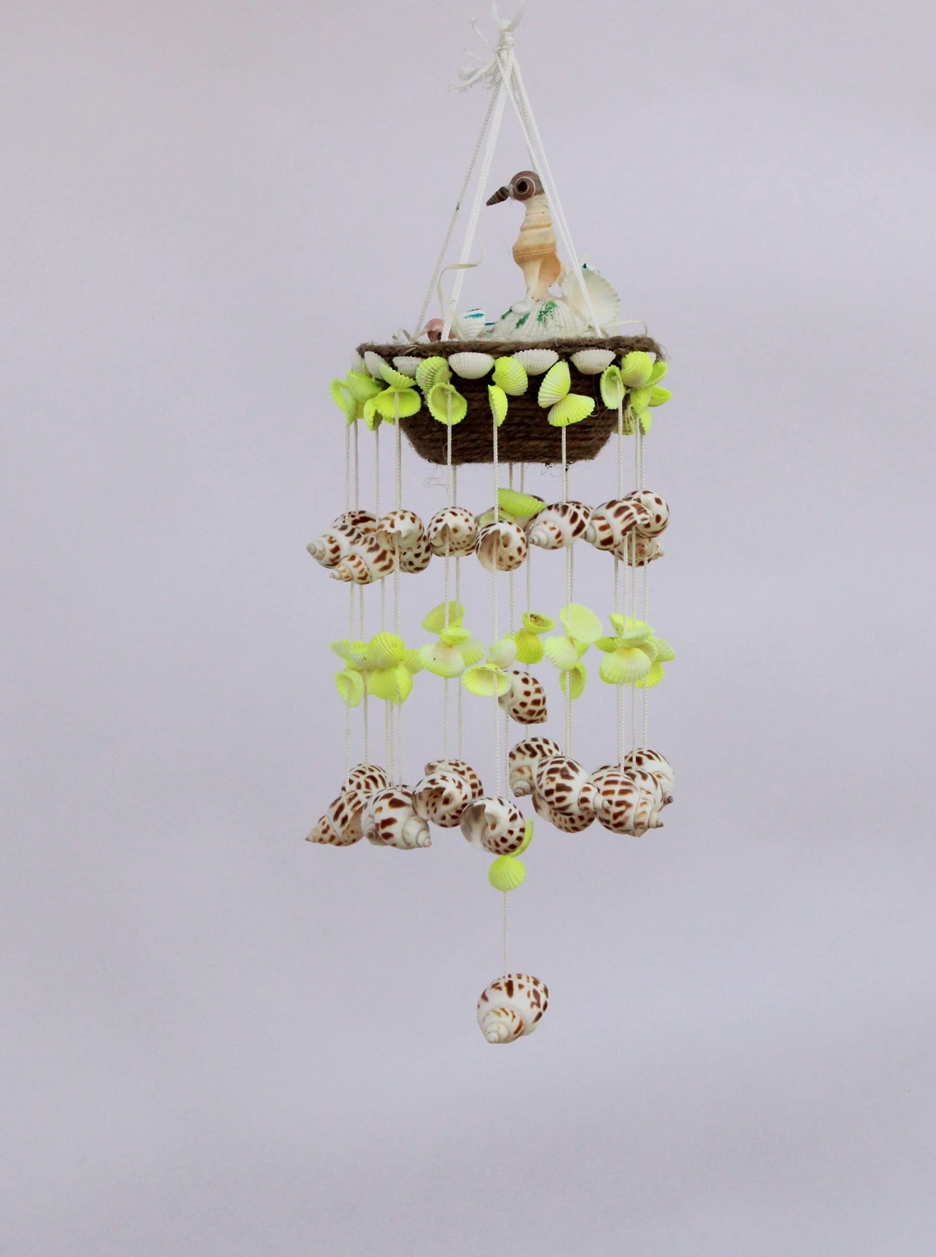 Shellkrafts Multi Color Decorative Handcrafted Artificial Sea Shell Wind Chime Home Balcony & Garden Decoration | Gift Item | Postive Energy Items for Home | Mini Door Hanger Chimes|Bright Voilet-image-10