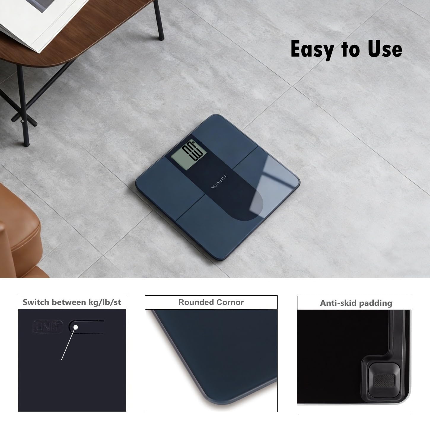 NUTRI FIT Scale for Body Weight 550lb, Digital Bathroom Scales for People, Extra Large LCD Display & Large Clear Numbers, High Upgraded Quality for The Elderly Safe Home Use