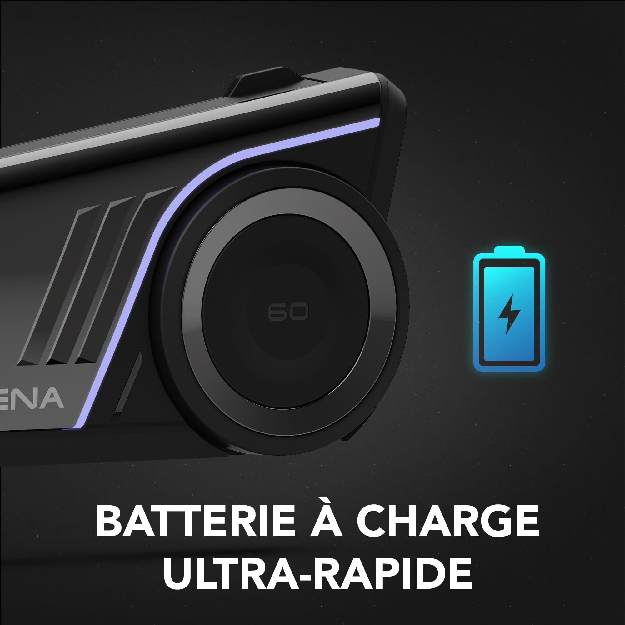 SENA 60S Système de Communication pour Moto Intercom Mesh 3.0, Wave, Bluetooth, étanche IPX7, Batterie 24 h, portée de 2 km, Sound by Harman Kardon système de Communication pour Casque, Pack Double