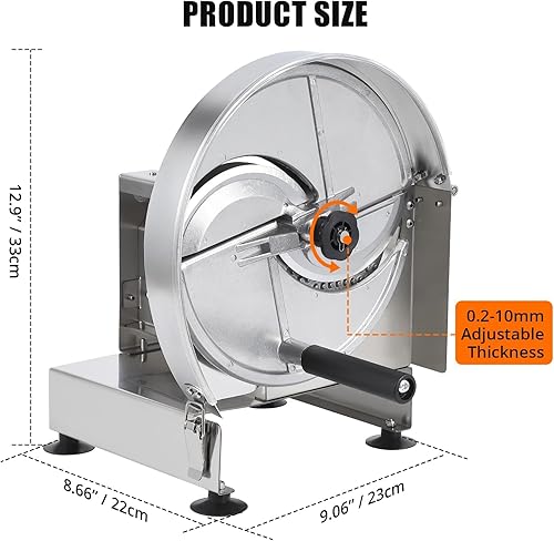 Miniatura 5 de Cortadora de verduras comercial de 0.008-0.472 in de grosor Máquina cortadora manual ajustable de frutas y verduras de acero inoxidable para