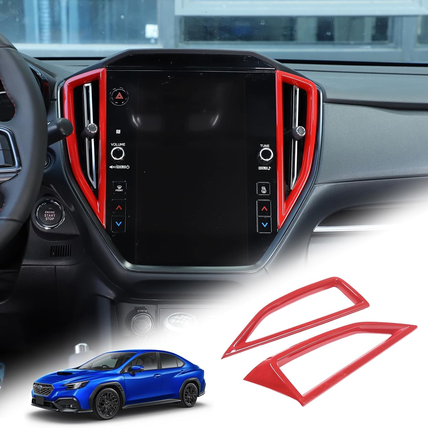 Center Console Air Outlet Cover Trim Compatible with Subaru WRX 2022 2023 Center Screen Air Conditioning Vents Trim Cover Interior Accessories(Red)