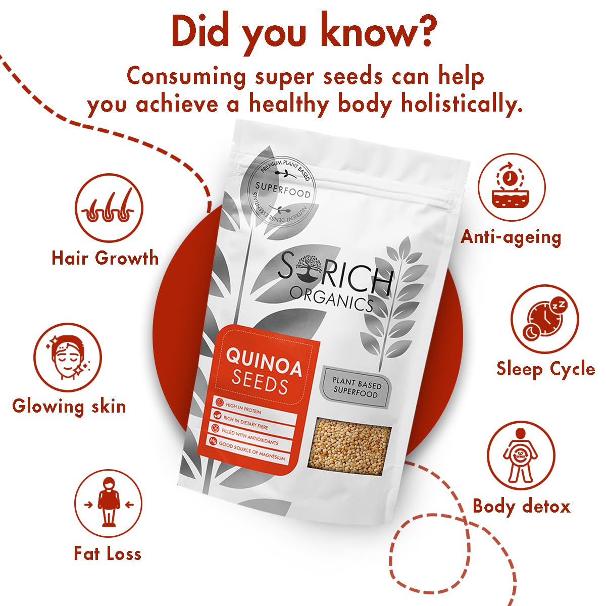 Sorich Organics Quinoa Seeds 500 Gm - Protein & Fiber Rich Superfood | Diet Food | Cereal for Breakfast | Gluten Free | Diet food for Weight Management | Best for Weight Loss 3
