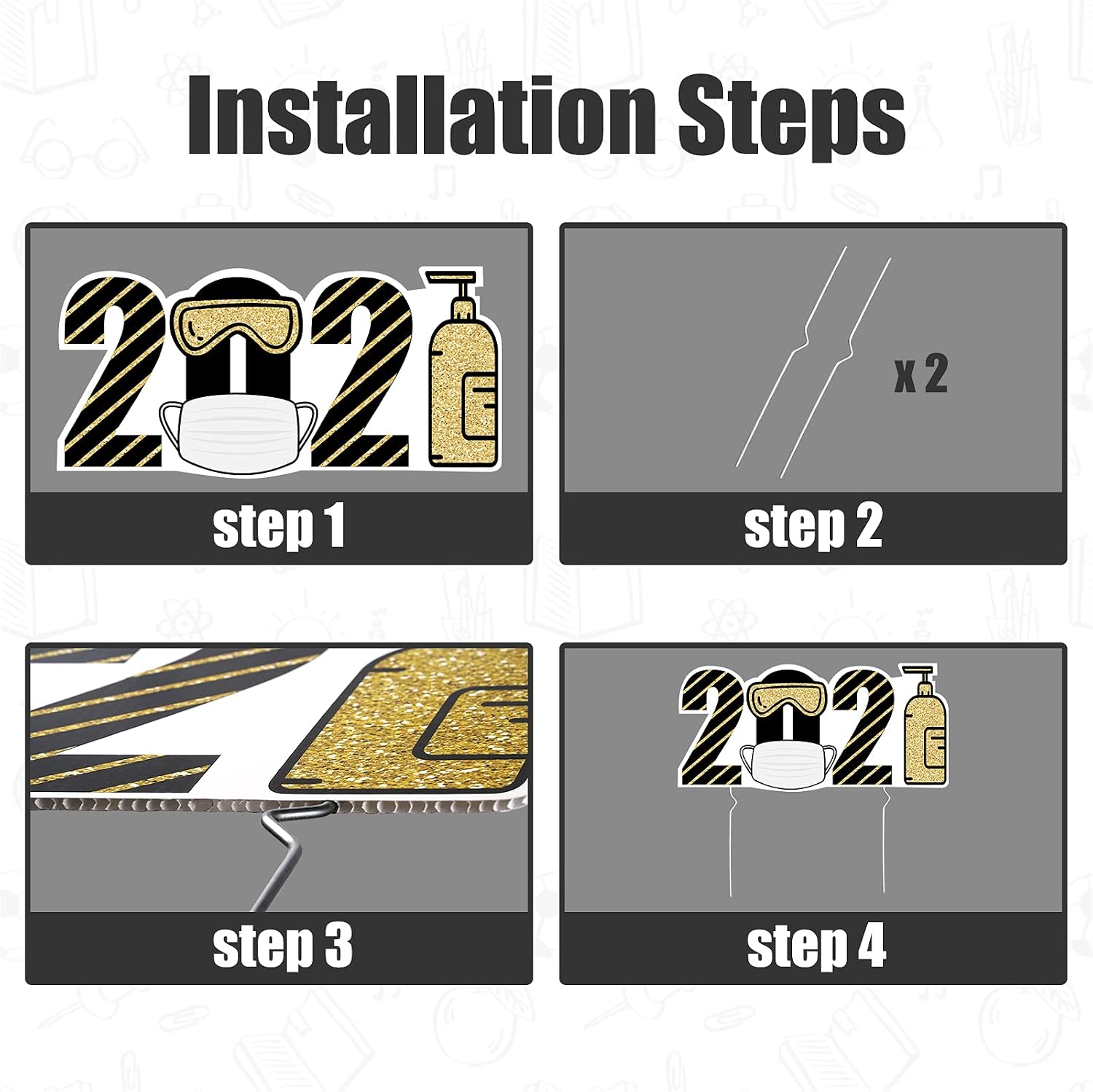 GaraTia Graduation Decorations Yard Signs with Stakes Includes Hanging Flags Class of 2021 Outdoor Lawn Decorations