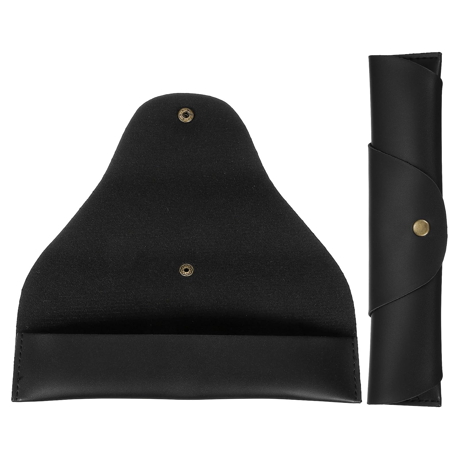 PATIKIL Vintage Leather Pen Case Roll Leather Pen Holder, 2 Pack Snap Cover Pencil Sleeve Case Roll Bag for Ballpoint Markers Art Supplies Office, Black