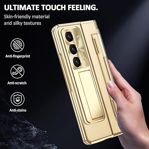 Vista 33 de Funda diseñada para Samsung Galaxy Z Fold 5 con soporte para S Pen y S Pen, soporte portátil y protector de pantalla frontal transparente Fold 5