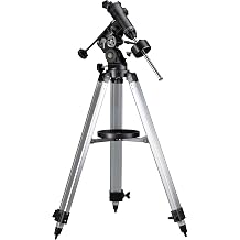 Bresser Telescopic Mount EQ3 with up to 5 kg Load Capacity, Universal GP Level Prism Mount and Height-Adjustable Aluminium Tripod - Silver