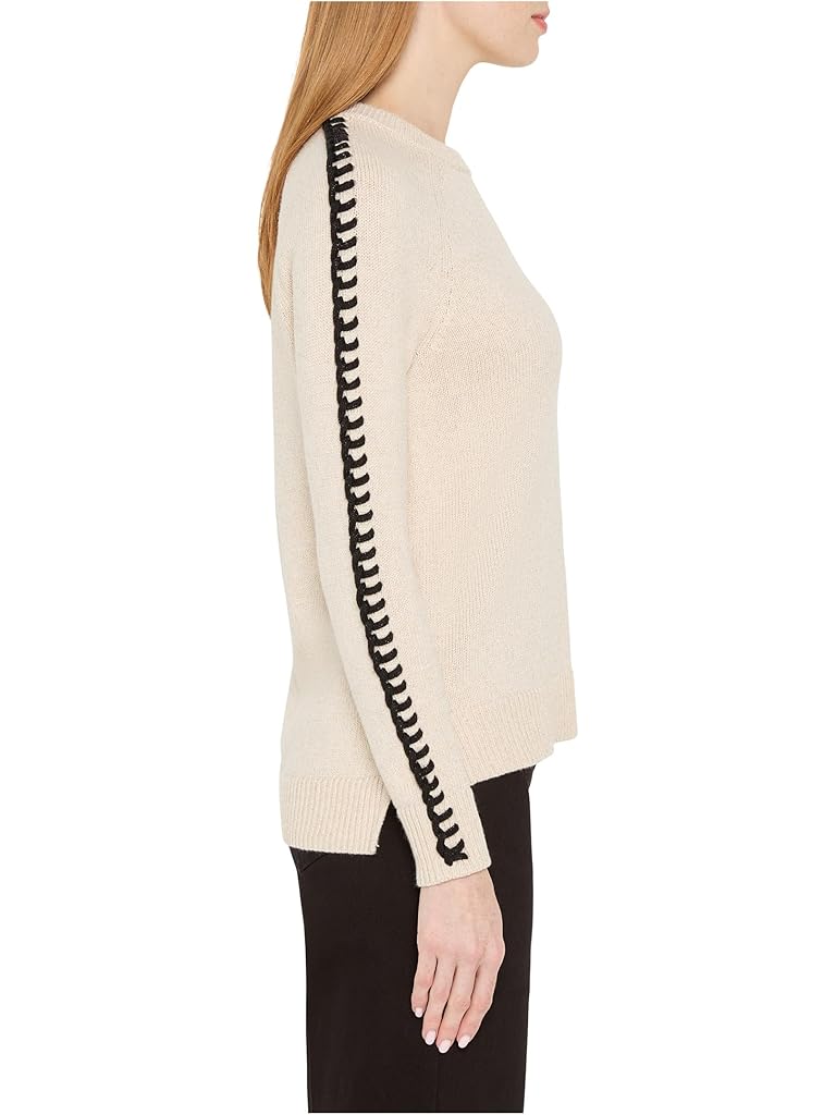 White NIC+ZOE Petite Dashing Down Metallic Sweater