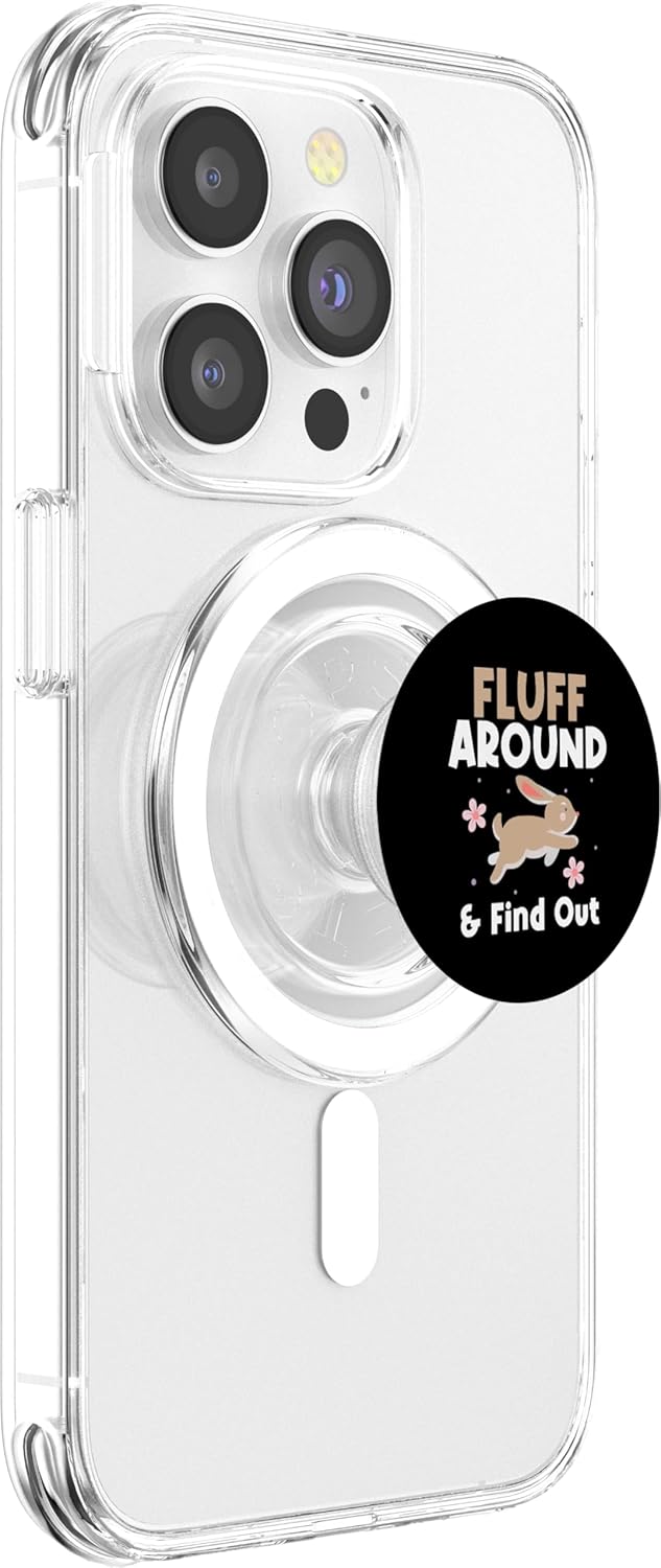 Fluff Around And Find Out Bunny Rabbit Pun PopSockets MagSafe PopGrip for iPhone