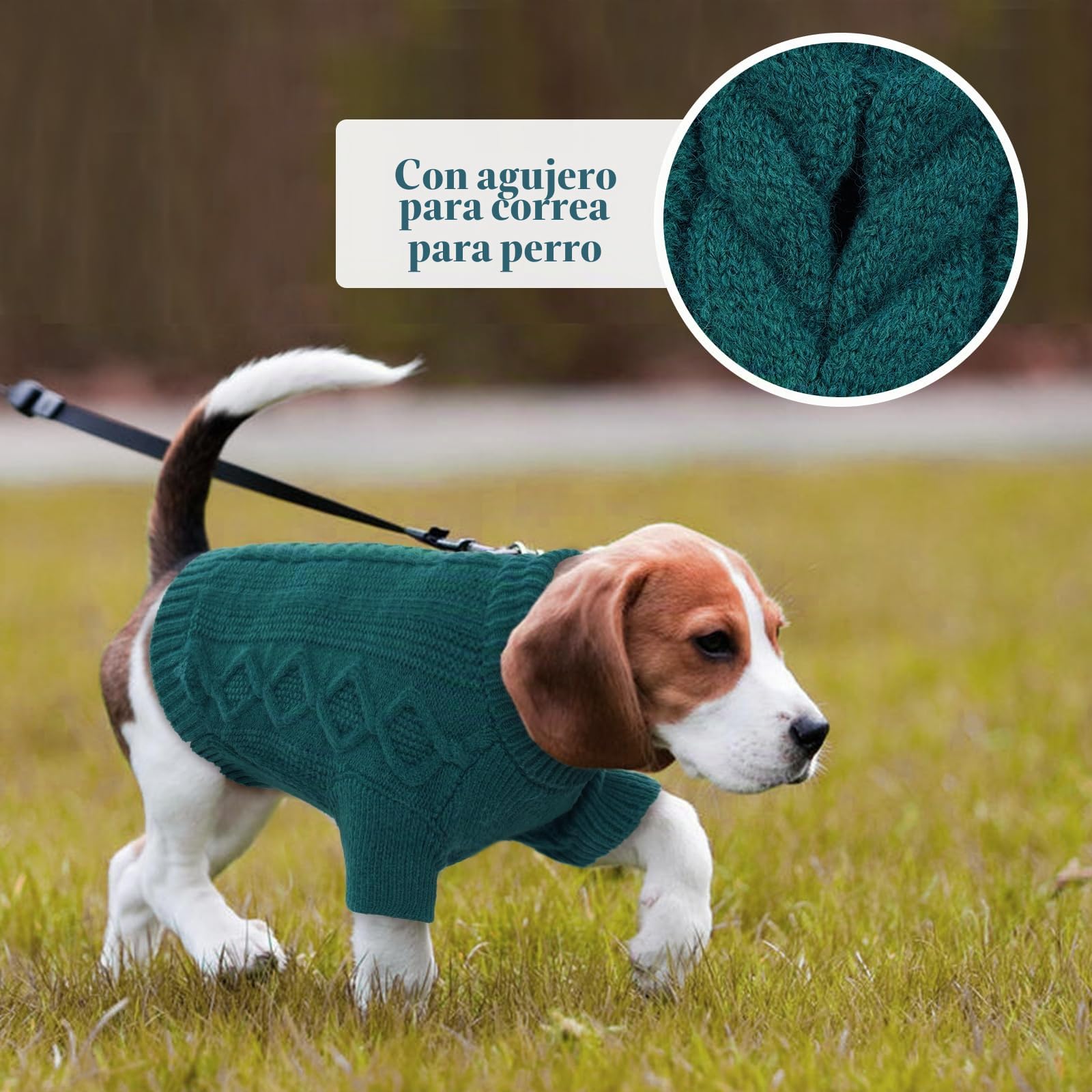 Jersey de punto para perros grandes, ropa cálida para mascotas para invierno al aire libre, suéter suave y grueso para Pit Bull, Lean Lab, Border Collie, verde pavo real, XXL