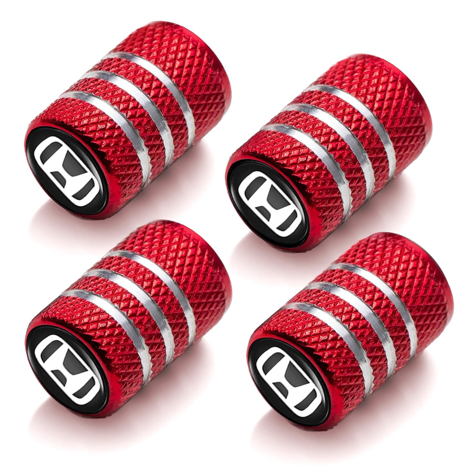 4pcs Tire Valve Stem Cap, Compatible with Honda Civic CR-V CRV S2000 FD2 s2000 NSX Accord Pilot LX EX EX-L Touring Car Stem Caps, Aluminum Alloy Stem Cap, BT_Red