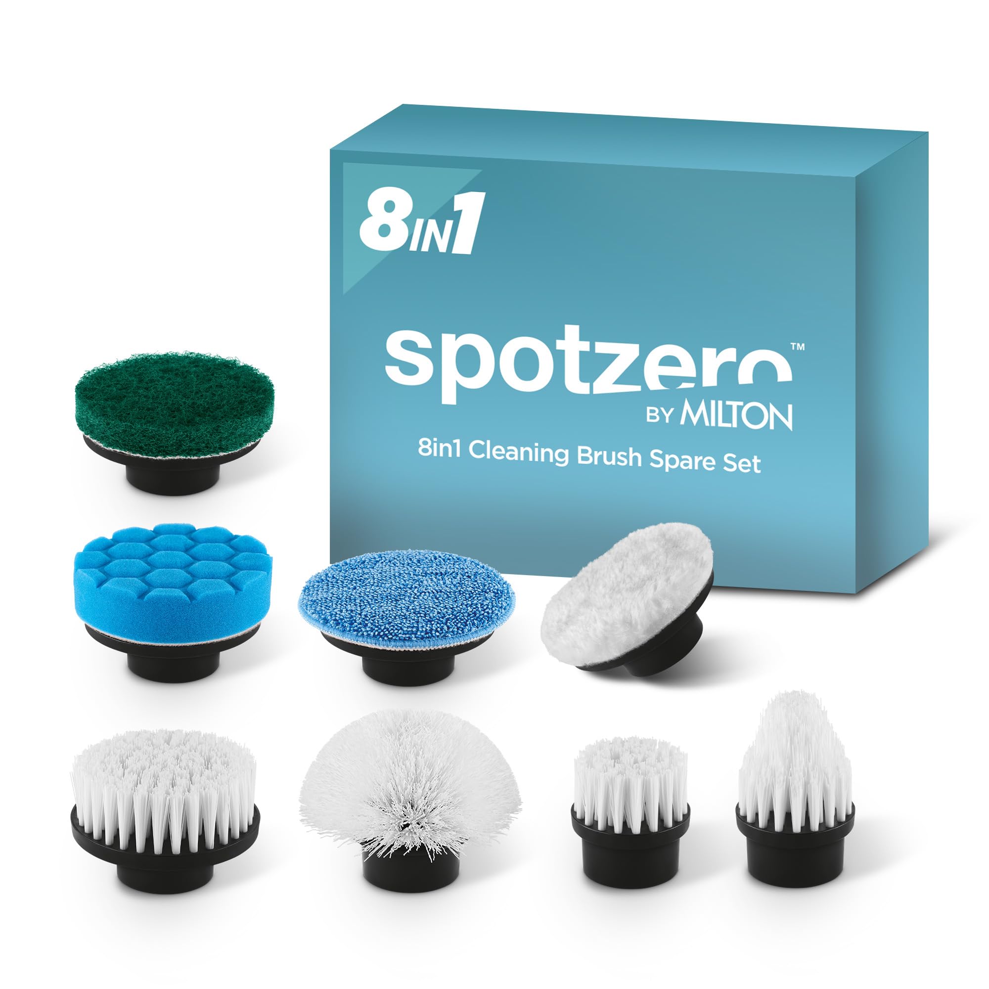 Spotzero By Milton 8-in-1 Electric Spin Scrubber Spare Set, Water Proof Cleaning Brush with 8 Replacement Head, Power Scrubber, Dual Speed, Adjustable & Detachable Handle I for Bathroom, Kitchen, Car-picture-20