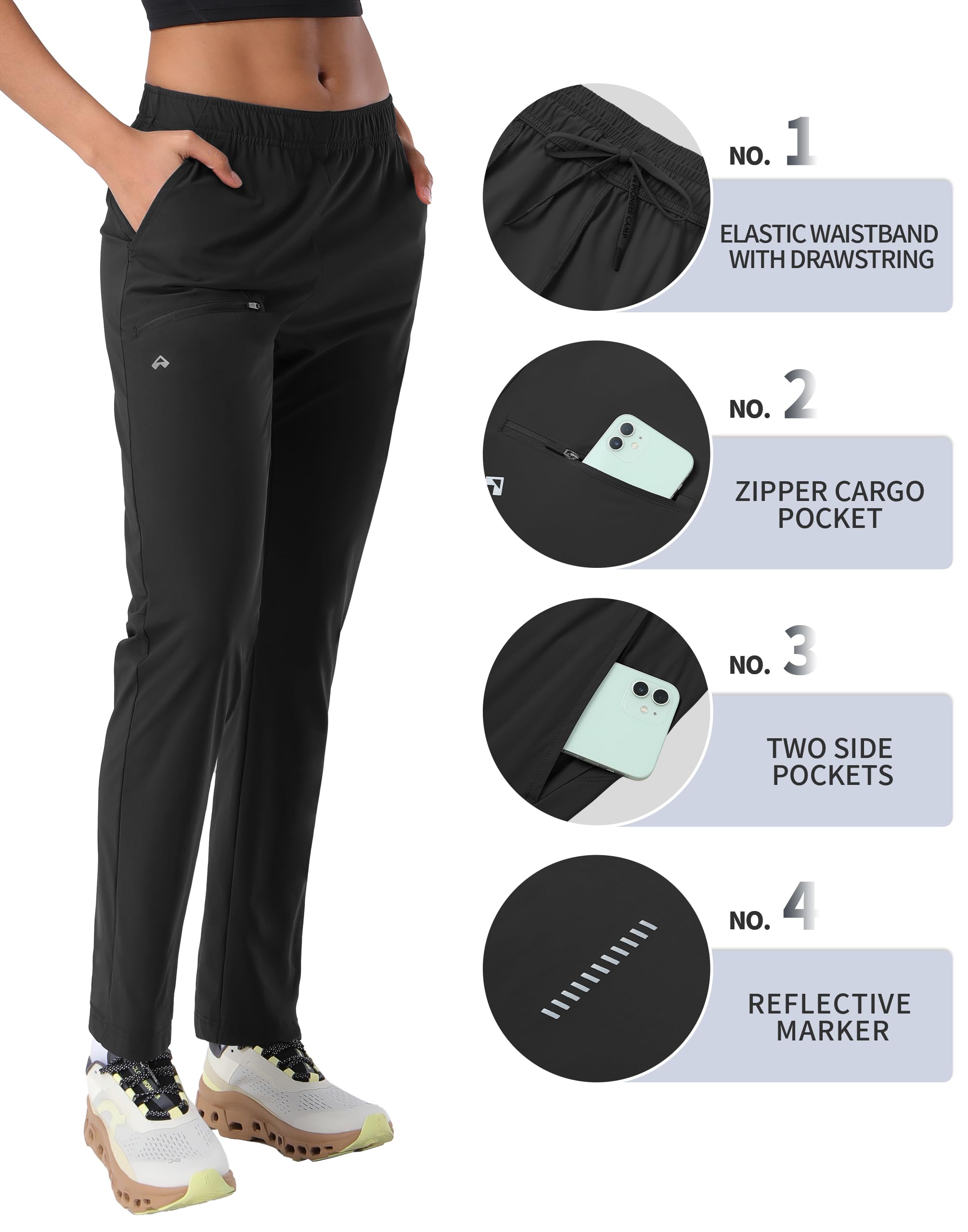 Pioneer Camp Jogginghose Damen Leicht Freizeithose Atmungsaktiv Schnelltrocknend Sporthose UPF50+ mit 3 Taschen