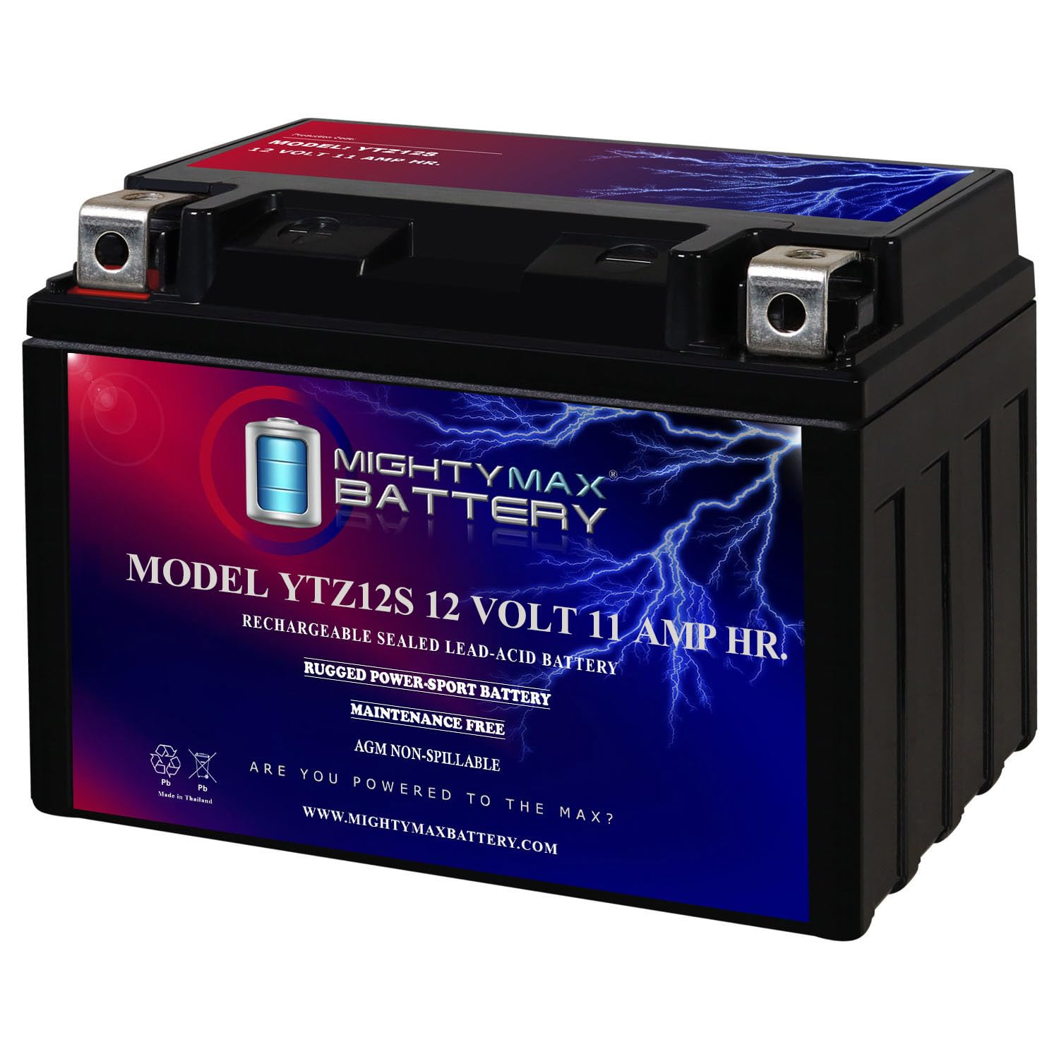 Mighty Max Battery YTZ12S -12 Volt 11 AH, 210 CCA, Rechargeable Maintenance Free SLA AGM Motorcycle Battery