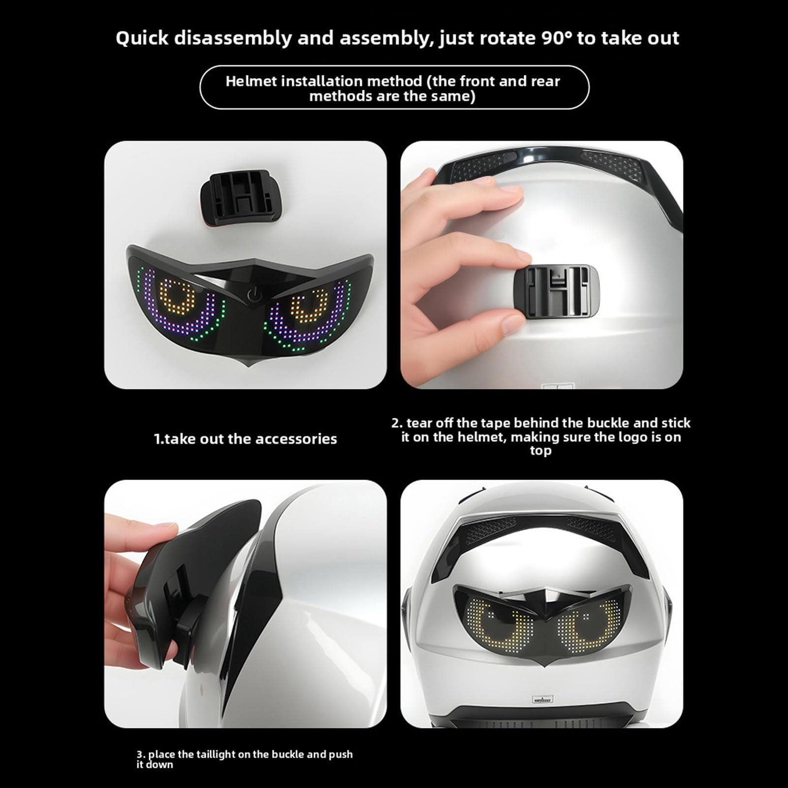 Luz LED para Casco con Pantalla Interactiva y Alertas de Seguridad Inteligentes para Diversión Nocturna para Ciclistas y Motociclistas Material para PC