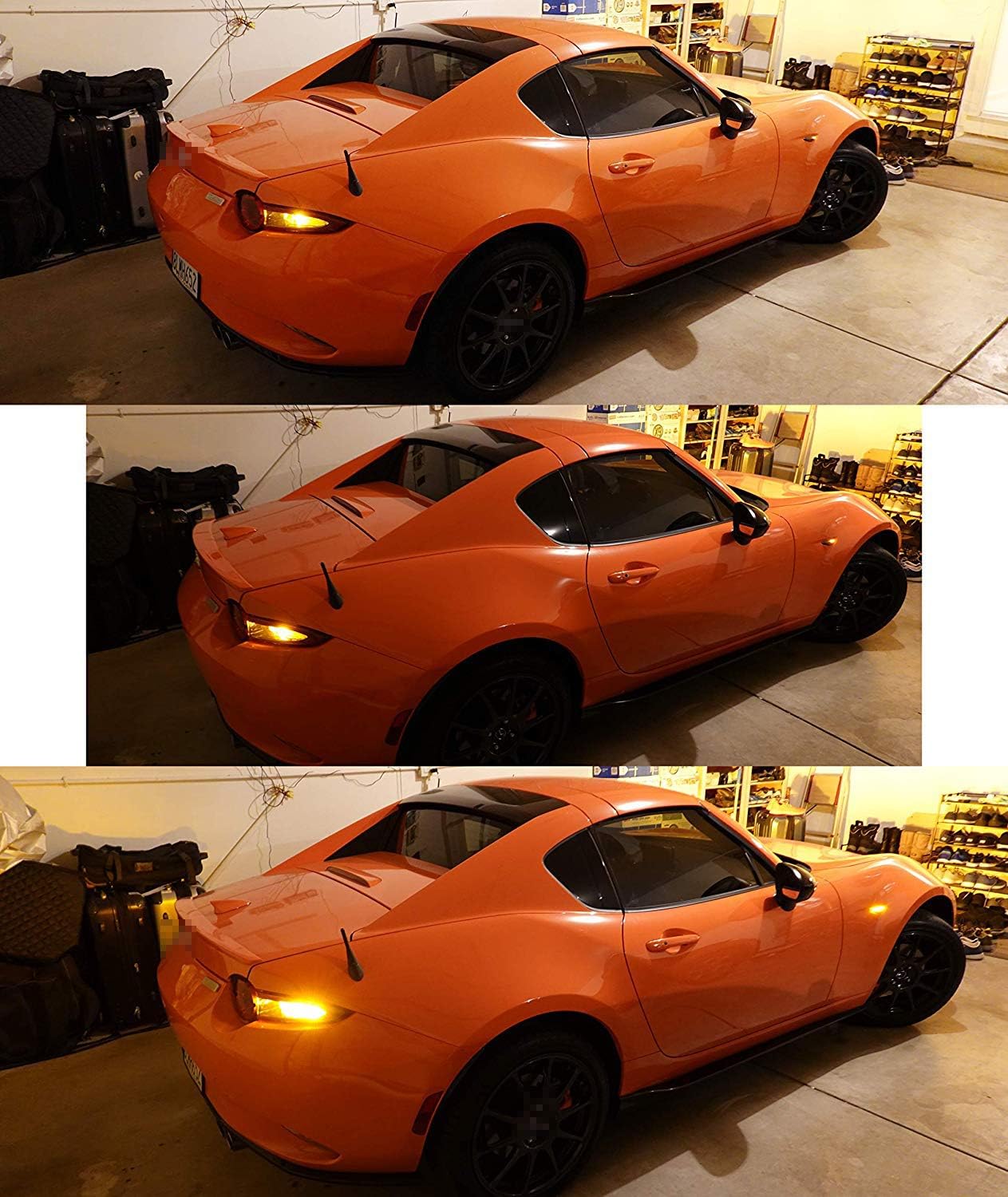 iJDMTOY Smoked Lens Dynamic Sequential Blink/Flow Amber LED Front Side Marker Light Kit Compatible With 2016-up Mazda MX-5, 2009-2012 Mazda RX-8, 2017-up Fiat 124 Spider, Replace OEM Sidemarker Lamps