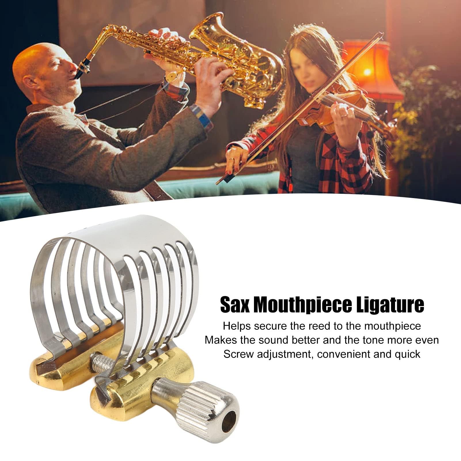 Legatura Per Bocchino Sassofono Contralto - Regolabile, In Metallo, Compatta E Duratura
