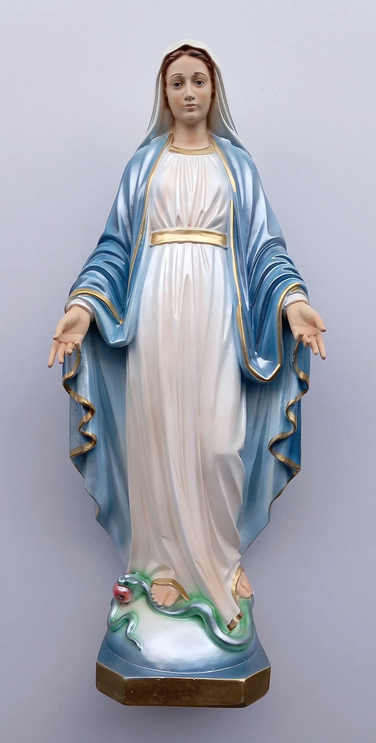 Generico ArteSacraCaravaggio Statua Madonna Miracolosa o Immacolata, in resina con finitura madreperlata cm 50 (19,69 inches), per interni ed esterni, decorata a mano, produzione artigianale italiana