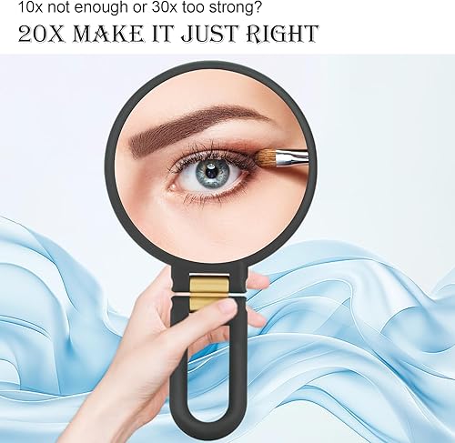Miniatura 8 de 1 espejo de viaje con aumento de 30x, espejo de mano con mango - Espejo de mano de doble cara con aumento de 1 x 30x y mango plegable, espejo de