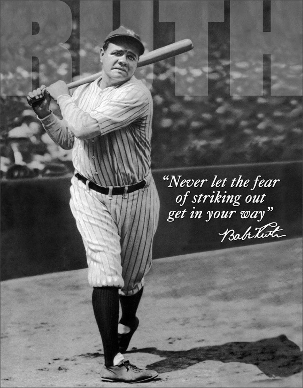 Desperate Enterprises Babe Ruth No Fear - Retro Tin Sign , 12x16