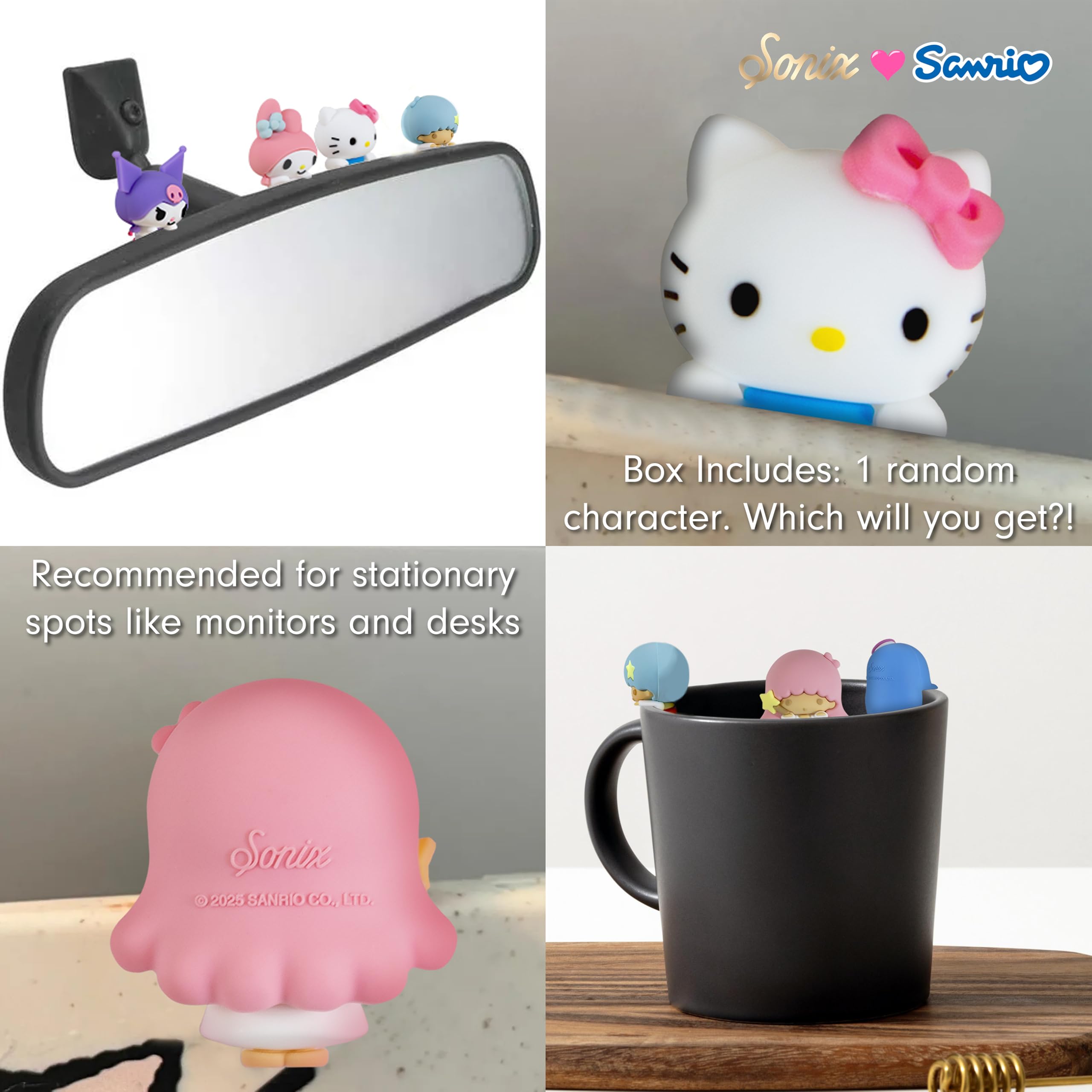 Sonix x Sanrio Hello Kitty & Friends Peekers - Pastel Series Blind Box - Adhesive Decorative Mini Figures - Includes Hello Kitty, My Melody, Kuromi, Little Twin Stars, or Mystery Character: Multicolor