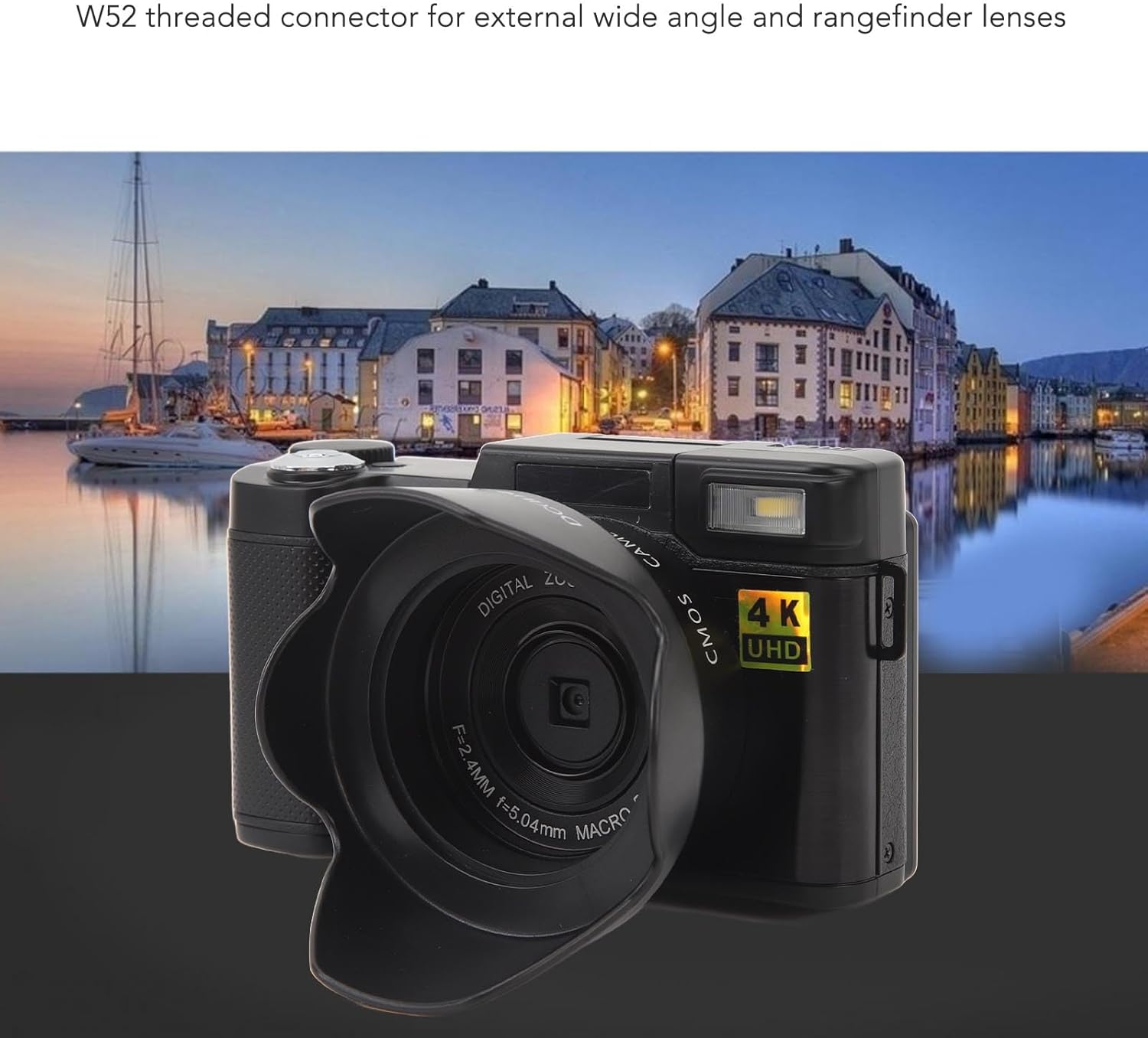 Yunir 4K Digital Camera, 3inch 48MP 16X Zoom 180° Flip Screen, Anti Shake Vlogging Camera with Face Beautying Function, for Teens Adult Beginner Kids (Black)