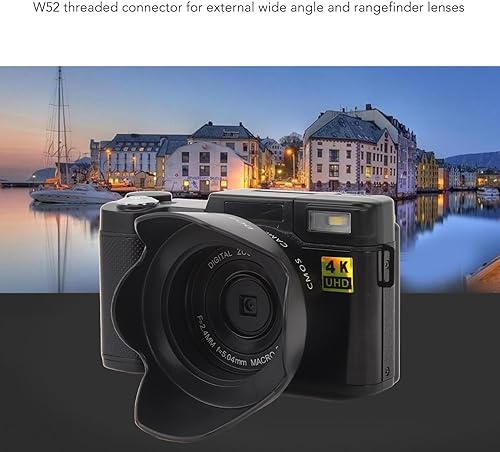 Miniatura 3 de Yunir Cámara digital 4K, 3 pulgadas, 48 MP, 16X, zoom de 180°, cámara de vlogging antivibración con función de belleza facial, para adolescentes