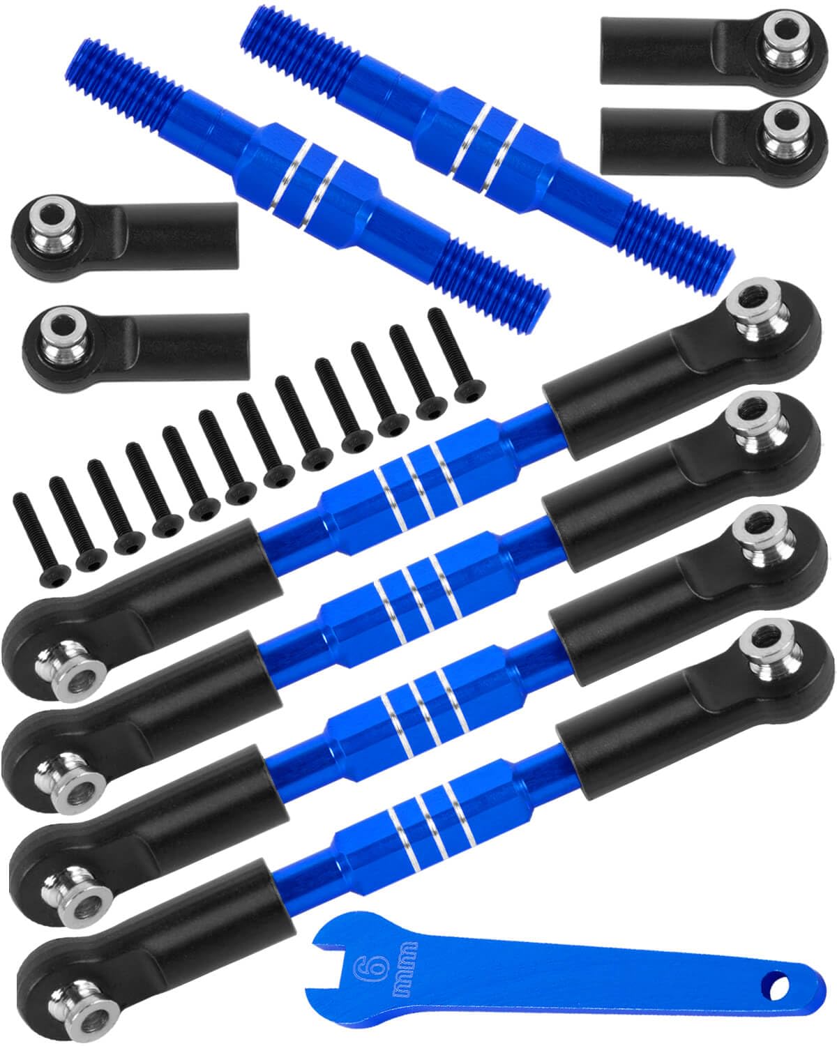 RCMYou RC Turnbuckles Camber Links Upgrades Part for 1/10 Big Rock V3 3S BLX / 1/8 Typhon 3S BLX/Mega 550,Aluminum Turnbuckles Camber Links Hops Up,Navy Blue (not for Big Rock V1/V2)
