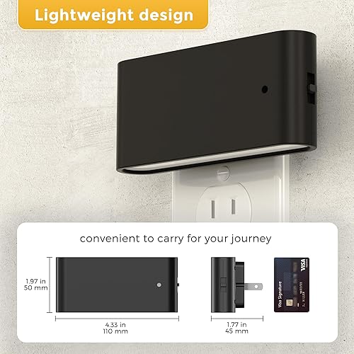 Miniatura 3 de L LOHAS LED Luz nocturna, paquete de 2 luces LED modernas regulables para enchufar a la pared, luces nocturnas con sensor de atardecer a amanecer