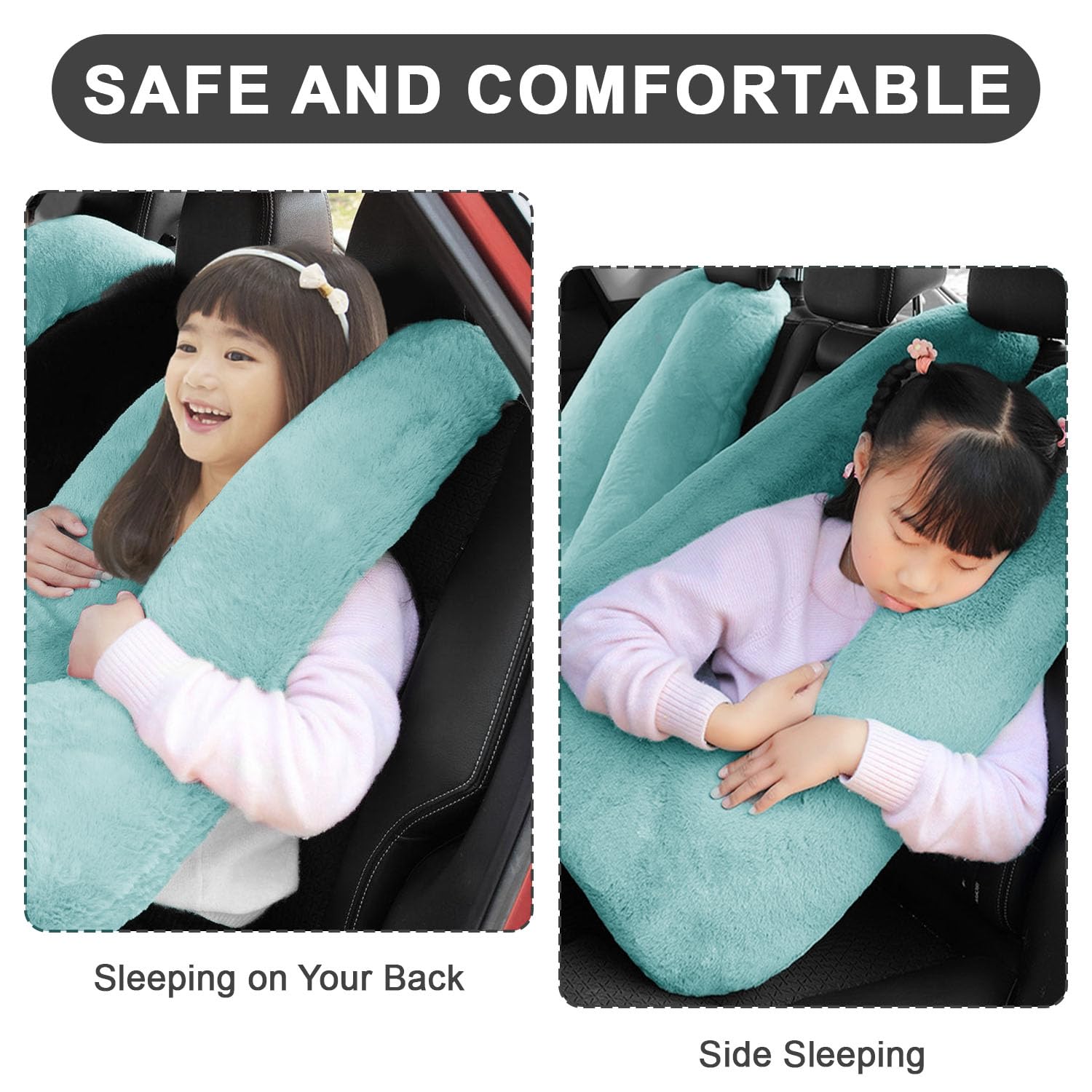 Oreiller de voyage pour enfants, coussin de voyage, oreiller de voyage, oreiller amovible en forme de U pour adultes et enfants pour soutenir la tête et le corps sur le siège arrière des longs