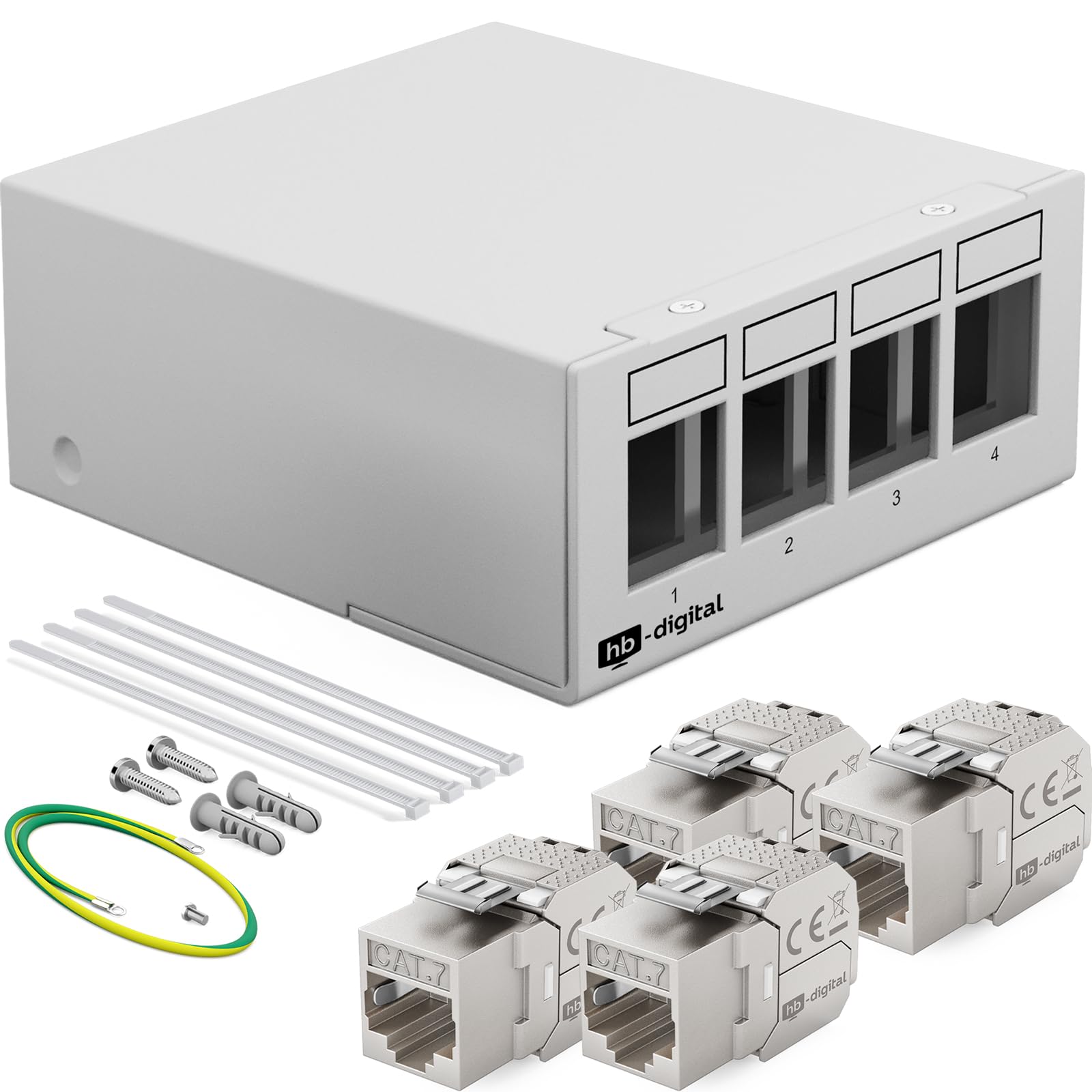 HB-DIGITAL SET: Patchpanel Gehäuse für Keystone Module + Keystone RJ45 Buchse Jack für Netzwerkinstallation kompatibel mit Verlegekabel LAN Ethernet | SCHWARZ