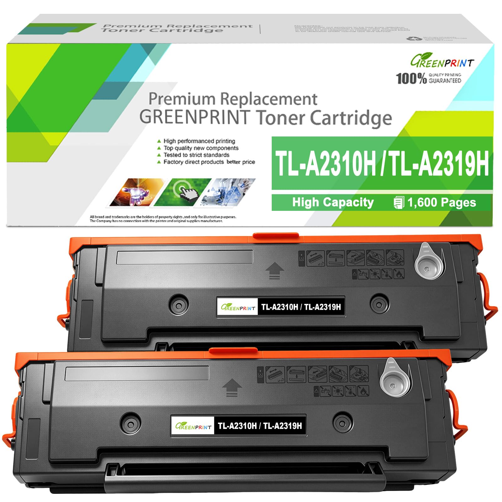 GREENPRINT TL-A2310H TLA2310H TL-A2319H TLA2319H Cartuccia toner compatibile ad alta capacità 2 nera 1600 pagine per BP2309W BM2309W BM2309AW BP2300W BM2300W BM2300AW Stampante