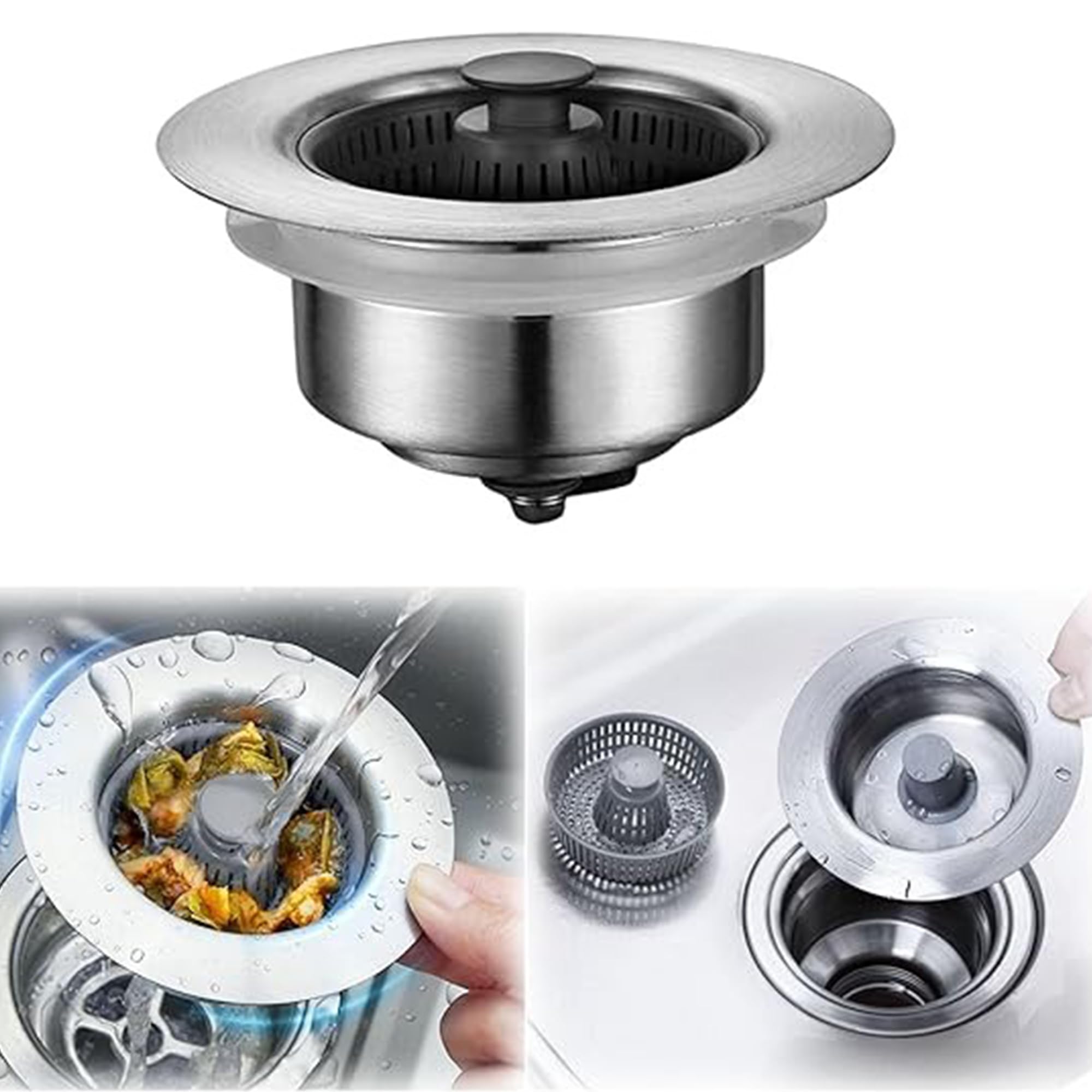 BELLOX Kitchen Sink Stopper Strainer | 3 in 1 Pop Up Stainless Steel Drain Stopper | Anti-Clogging Sink Strainer for Kitchen Sink Food Catcher, Bloom Home Sink Stopper for Kitchen Sink Accessories (B0D8KMCV5P) Amazon Price History, Amazon Price Tracker