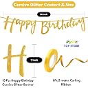 Mystic Toy Store Happy Birthday Decoration Kit Golden for Boys Girls Kids Women Adult Tweens Car Decorations Decor Celebration Items Item Set Combo Reusable Cursive Banner gallery image