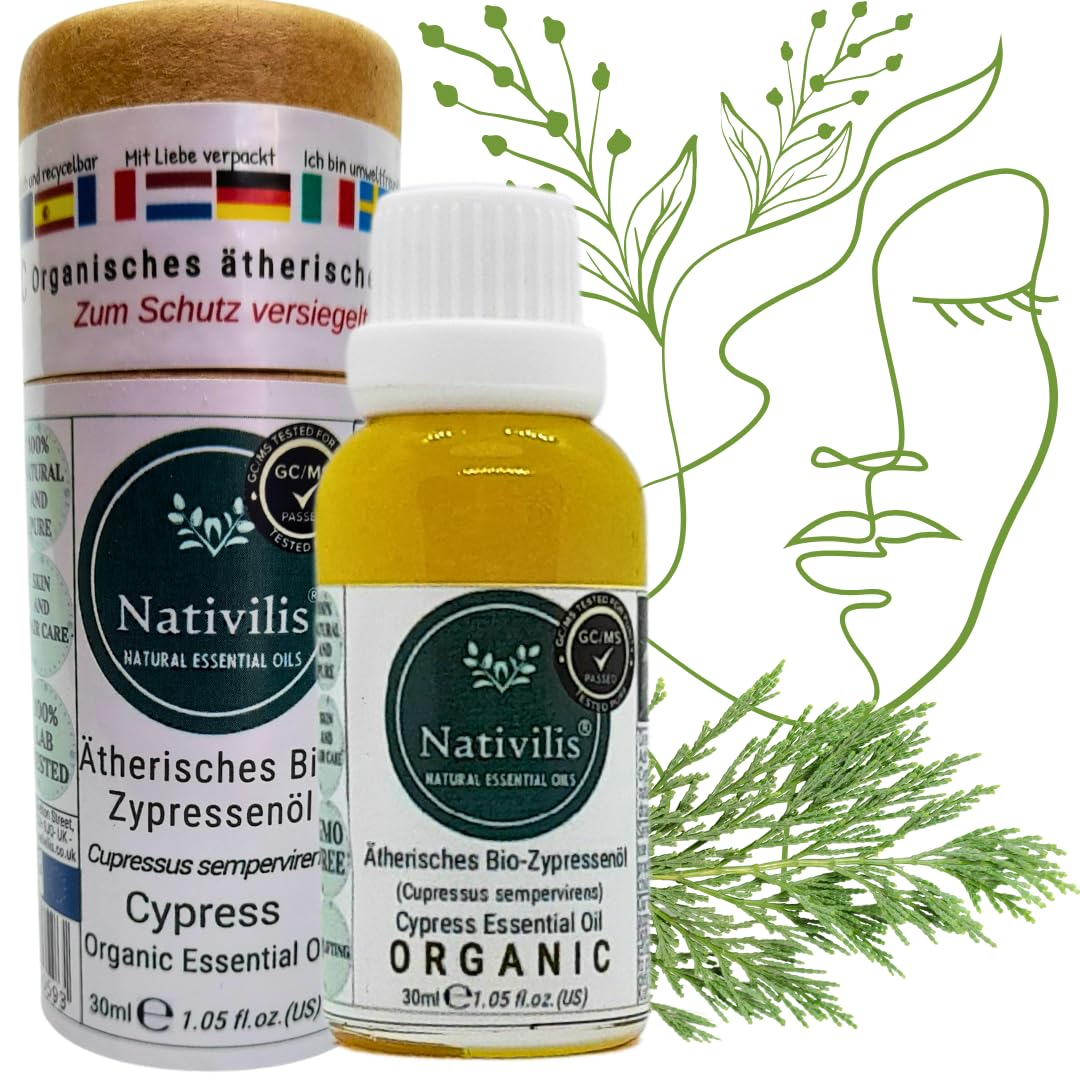 Nativilis Bio Ätherische Öle Set – Air & Earth Kollektion – Eukalyptus, Zitronengras, Teebaum, Zypresse & Schwarzfichte – 5 x 30 ml – Für Aromatherapie & Diffusor