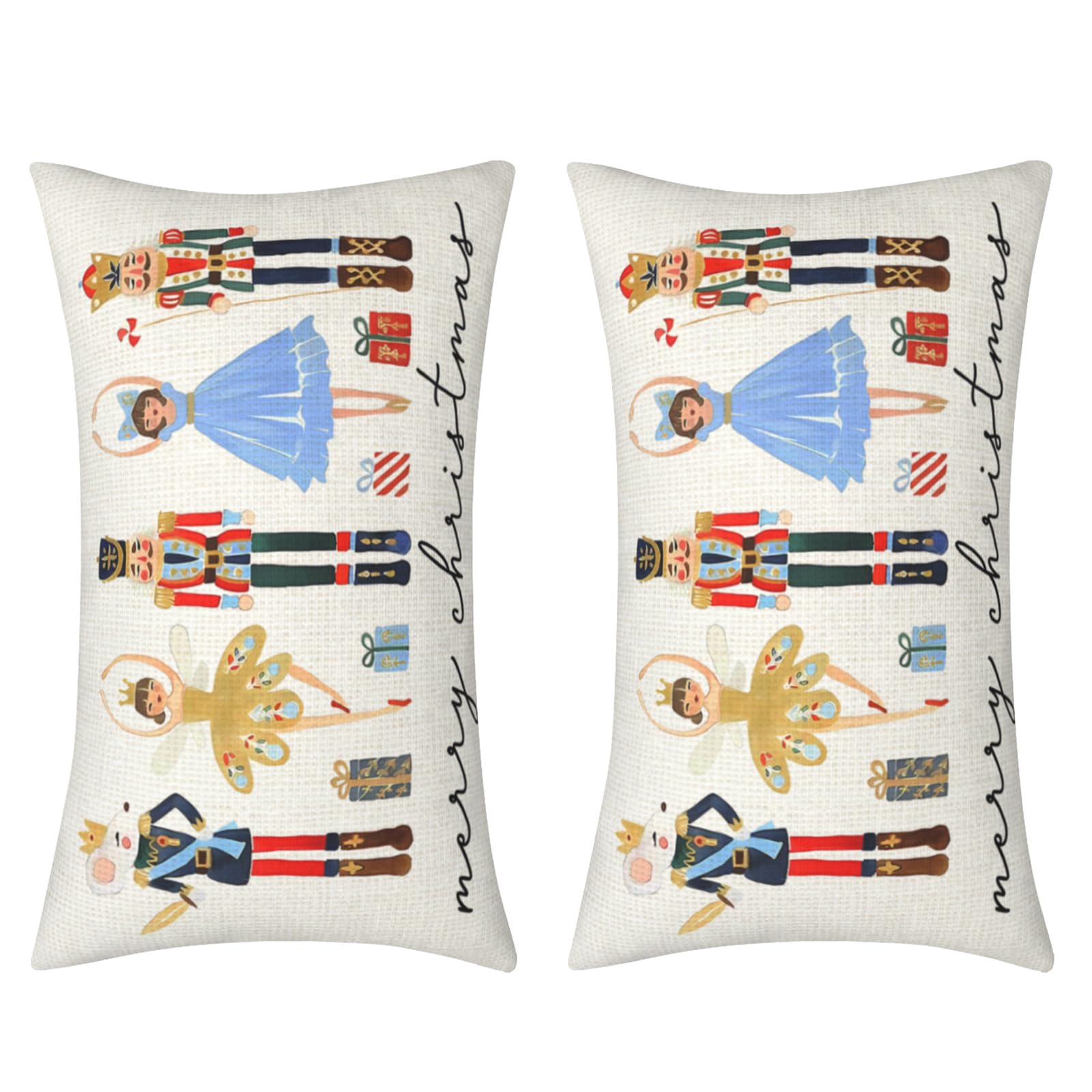 Hsioluted Of 2 Pillow Covers, Christmas Themed Soft Polyester Cushions Shell Pillowcase Comfortable Pillow Covers Christmas