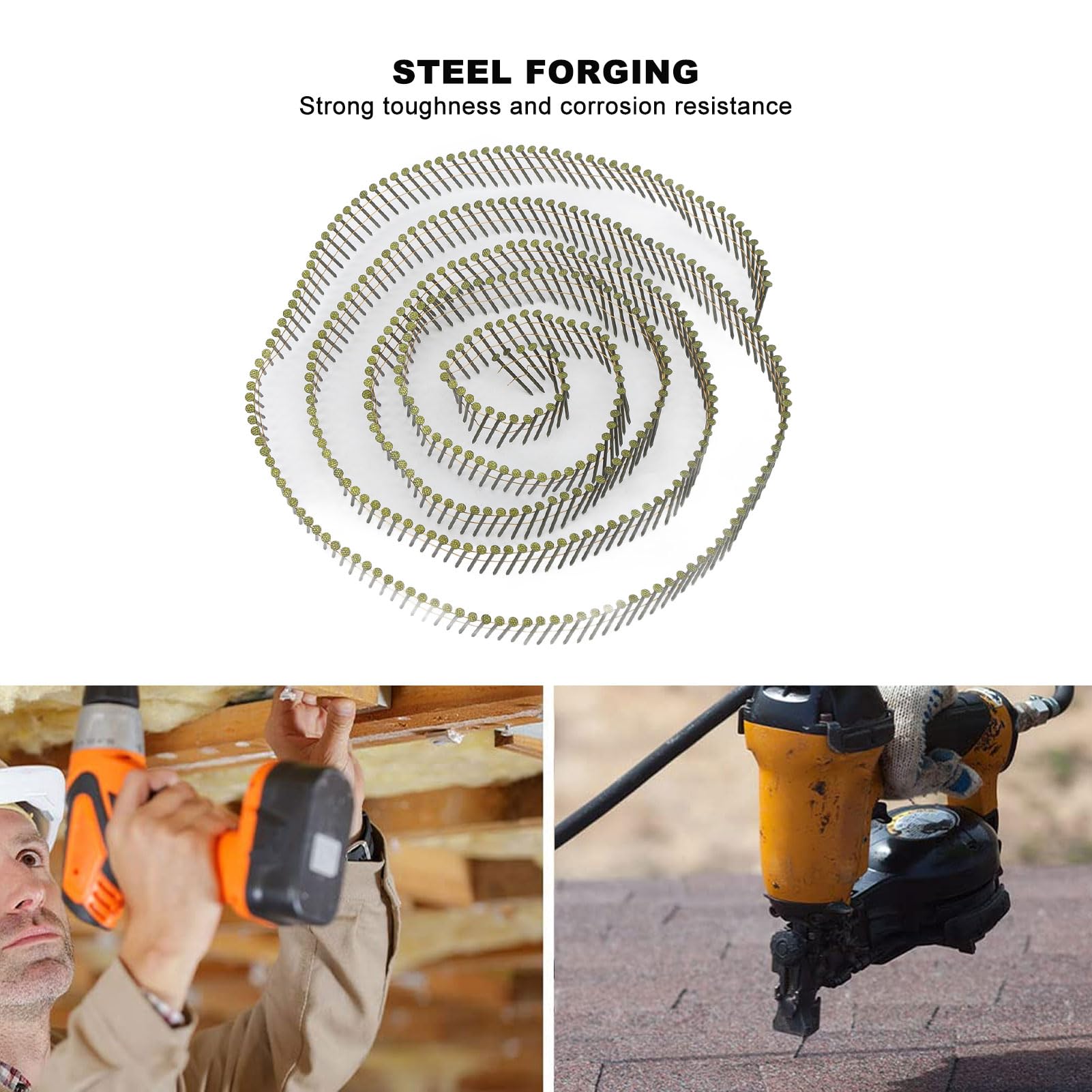 Chiodi di copertura di ndnczdhc 16000, chiodi di rivestimento a spirale 40 rotoli, chiodi a gambo ad anello rotondo 15 gradi, chiodi per rivestimenti a bobina a filo 2,1x38 mm