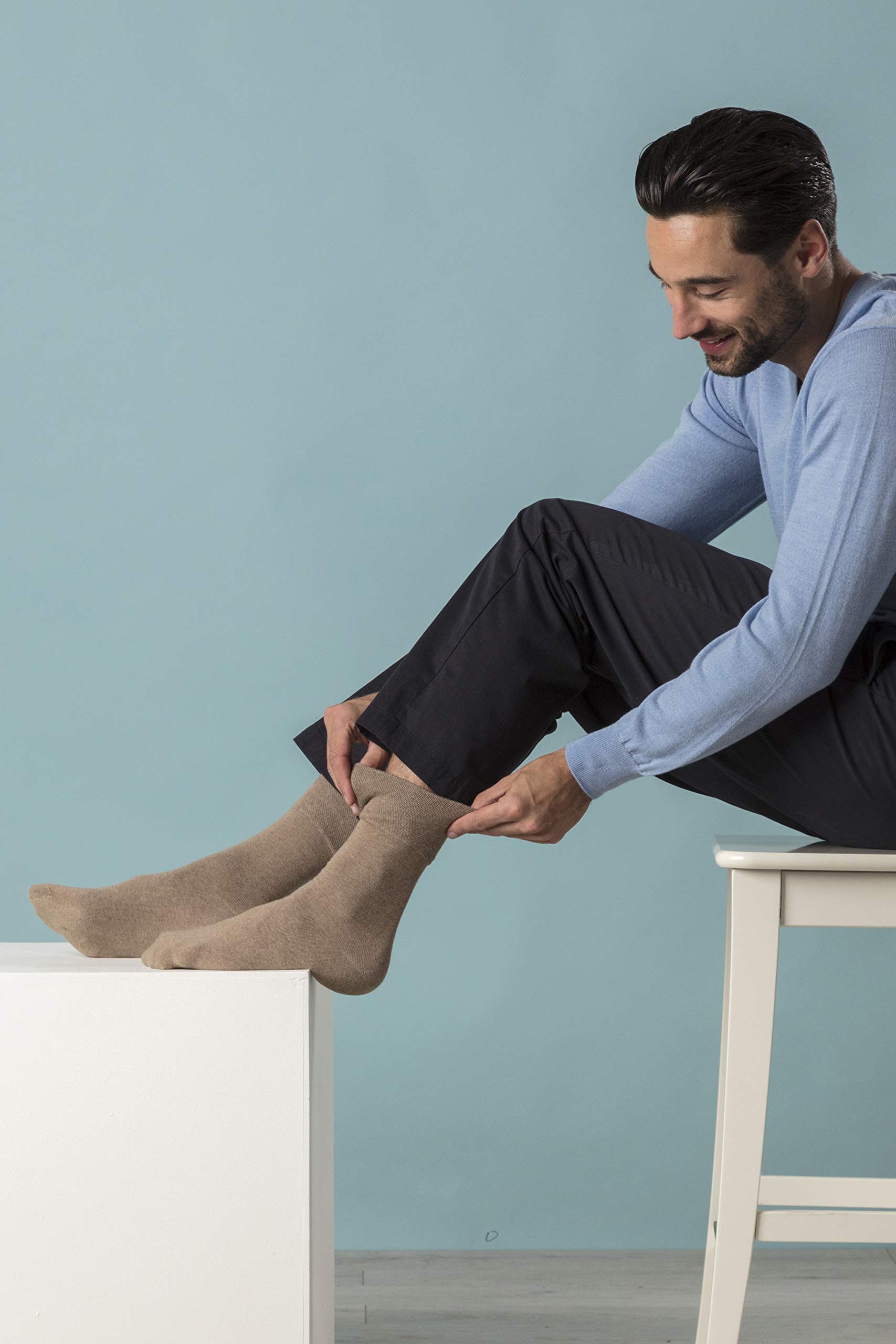 Gentle Grip 6 Paires Homme pas de chaussettes élastiques, 39-45 eur couleurs assorties carrés (39-45 Eur, MGG39)