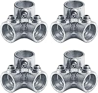 eoere 4PCS 3-Way Side Outlet Elbow Galvanized Pipe Fittings for 1" Structural Pipe Railings (1.315" OD)