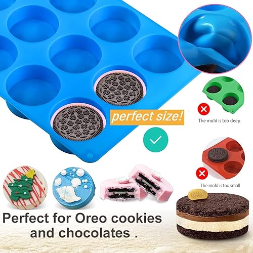 Miniatura 3 de AFINSEA 3 moldes de silicona Oreo, moldes cilíndricos cubiertos de chocolate para galletas, moldes redondos de silicona para dulces, dulces,