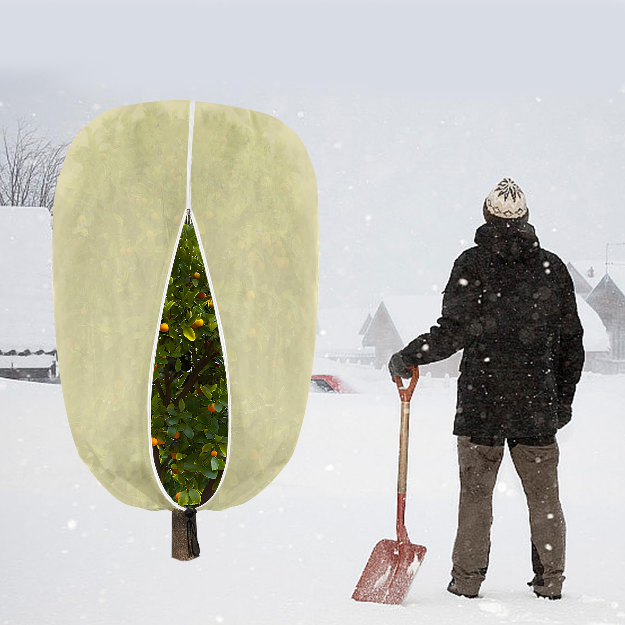 2 Pezzi 200x200cm Copertura Limone Inverno - Protezione Invernale per Piante Grandi - Cappuccio Protezione Piante Inverno - Telo Copripiante Invernale Antigelo con Coulisse e Cerniera