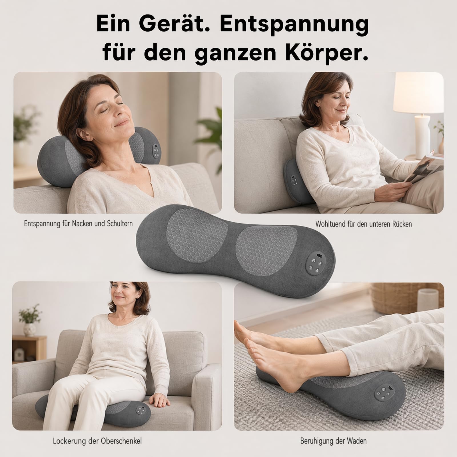 3-in-1 Rückenmassagegerät,Rücken Massage Gerät mit Wärme Vibration Dehnung