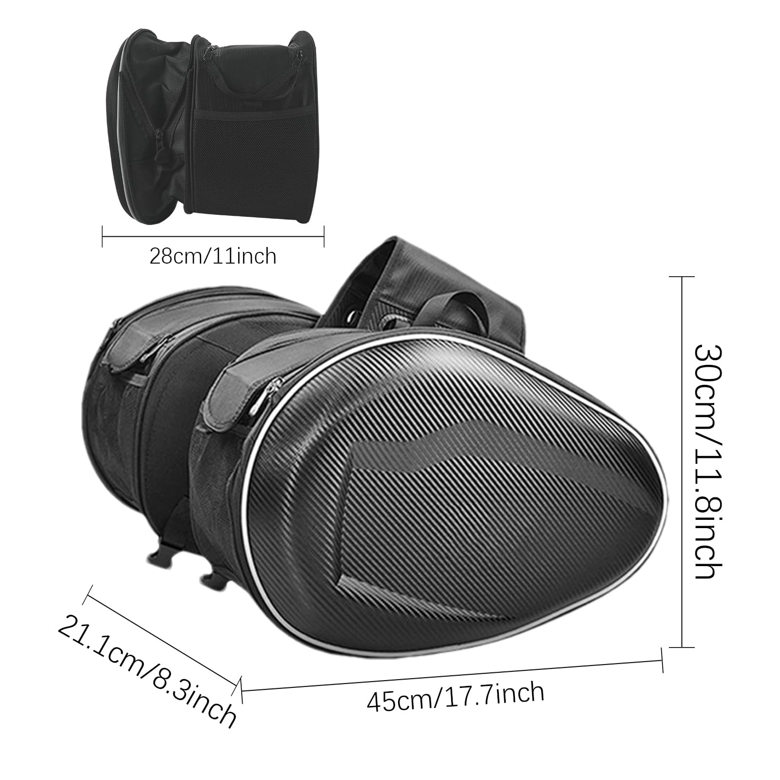 Maletín lateral de motocicleta, bolsa de sillín de motocicleta genérica | bolsa de almacenamiento extensible para cuero de la PU, bolsa de equipaje impermeable, bolsa trasera de gran capacidad, 2