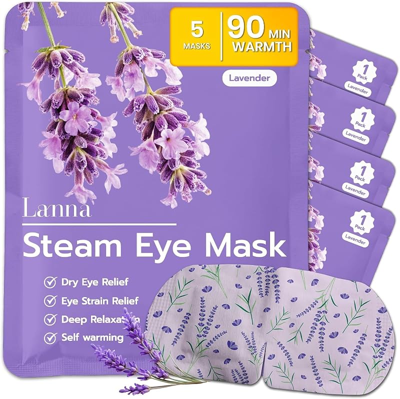 Máscara ocular aquecida a vapor LANNA, fragrância de lavanda, pacote com 5