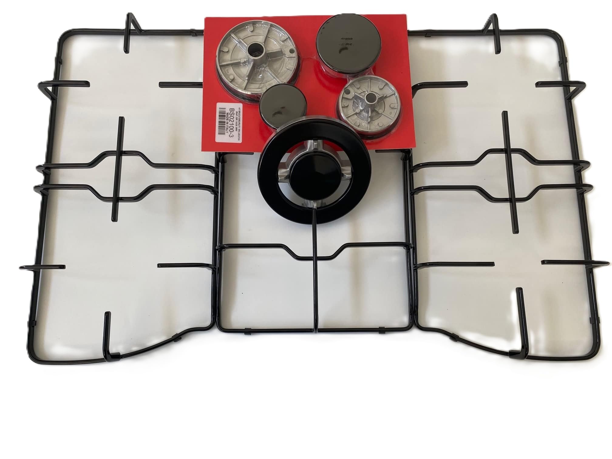 COMPATIBILI CON FRANKE TREND 8010000287983 SET completo 3 griglie smaltate nere 5 bruciatori in alluminio e piattelli in ghisa neri lucidi KIT P1560 /C