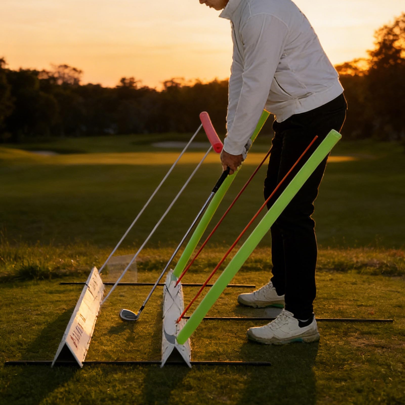 Trener toru swinga golfowego Zestaw treningowy zwiększający celność | Trener Płaszczyzny Zamachu Golfowego Do użytku wewnątrz i na zewnątrz domu, garażu, drzwi, ganku, podwórka, ogrodu, patio,