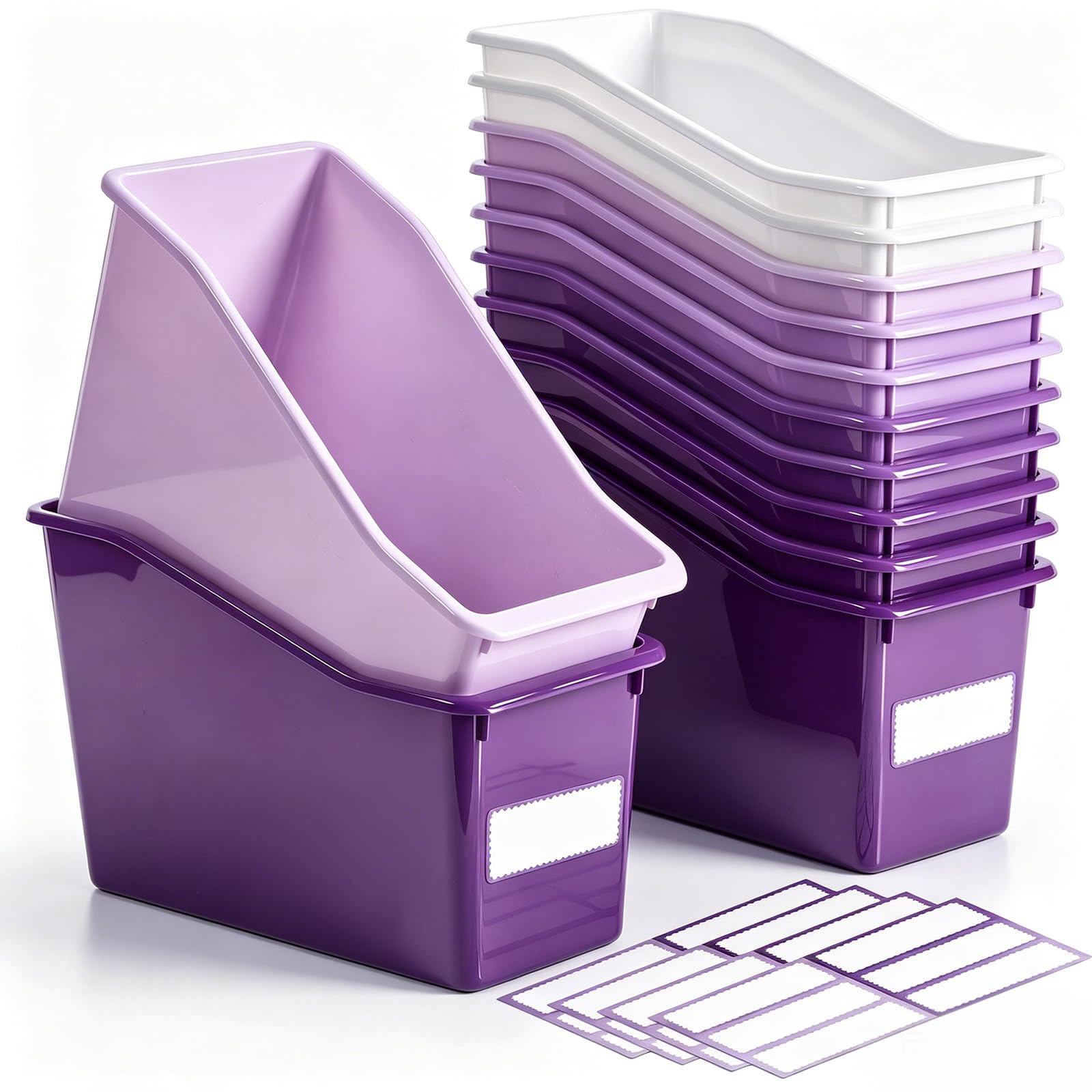 Photo 1 of Geetery Plastic Book Bins, 11.5 x 5.4 x 7.5 in, Purple