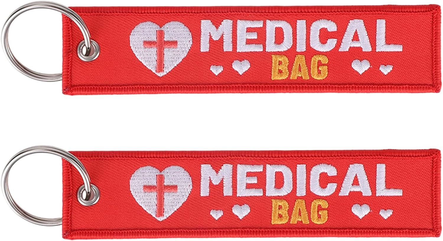 2pcs Medical Alert Bag Tag, Double-Sided Medical Equipment Luggage Supplies Tag Reusable Durable ID Tags Keychain for Backpack Luggage