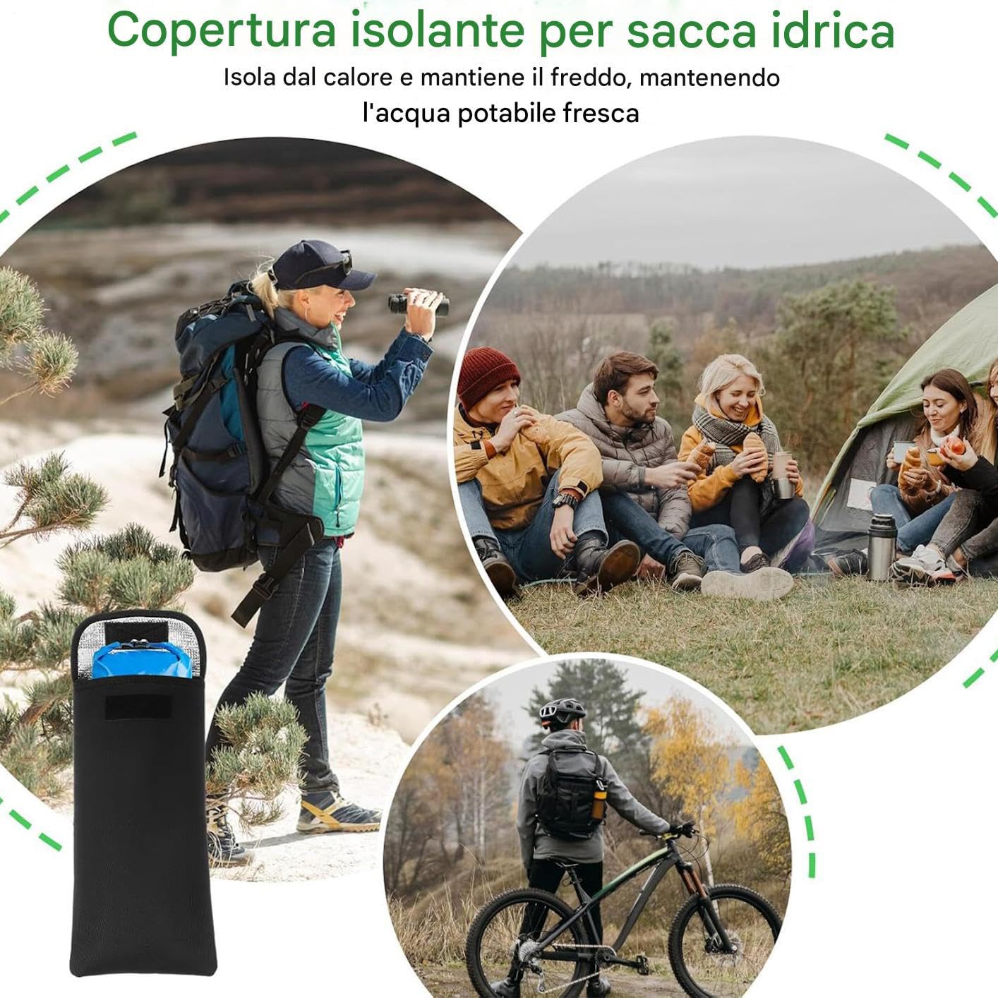 Generico Borsa per Sacca Idrica - 3L Leggero Antigoccia Isolato - Fodera Isolante per Idratazione E Raffreddamento,per Ciclismo Viaggio Outdoor Escursionismo Trekking Campeggio Corsa Sopravvivenza